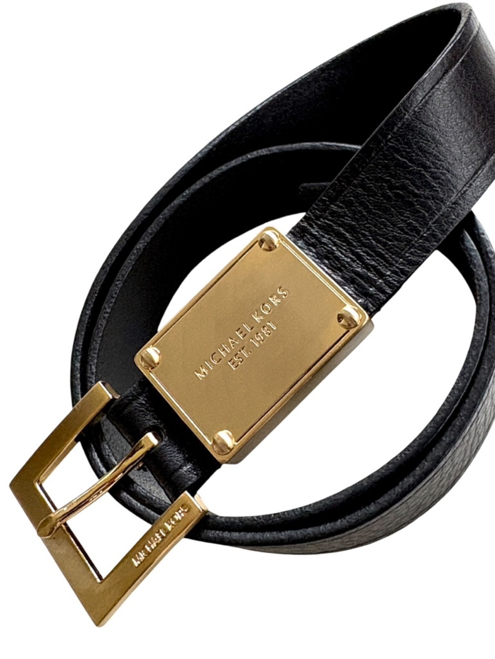 Like New Michael Kors Leather Belt Black Gold Size Small